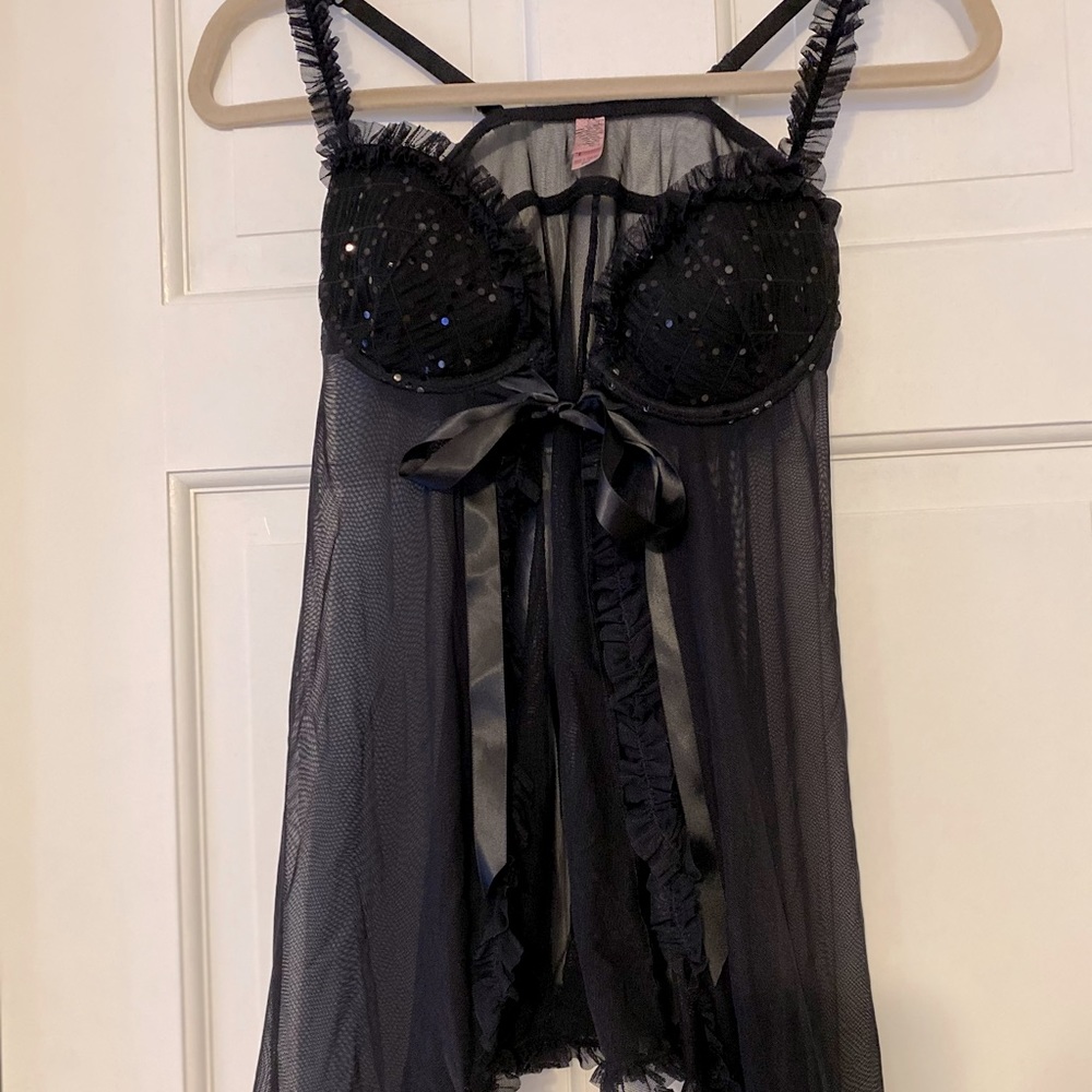 Babydoll, lace top from Victoria’s Secret.